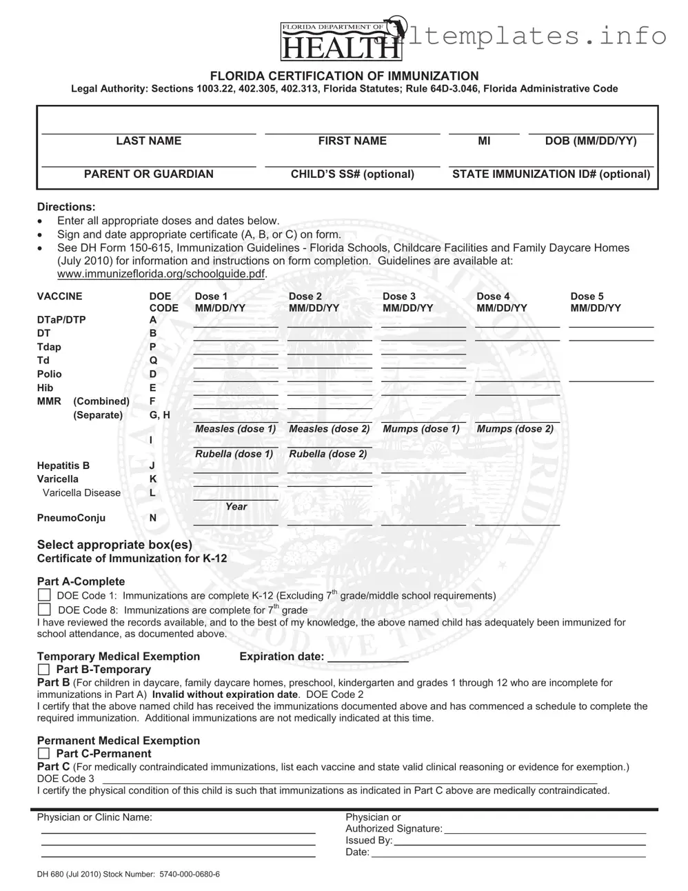 Fill Your 680 Template