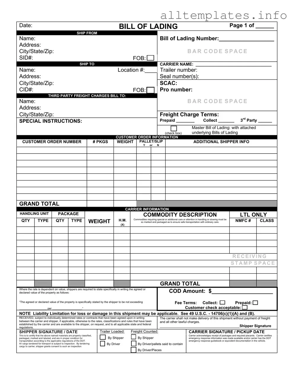 Fill Your Bill of Lading with a Supplement Template