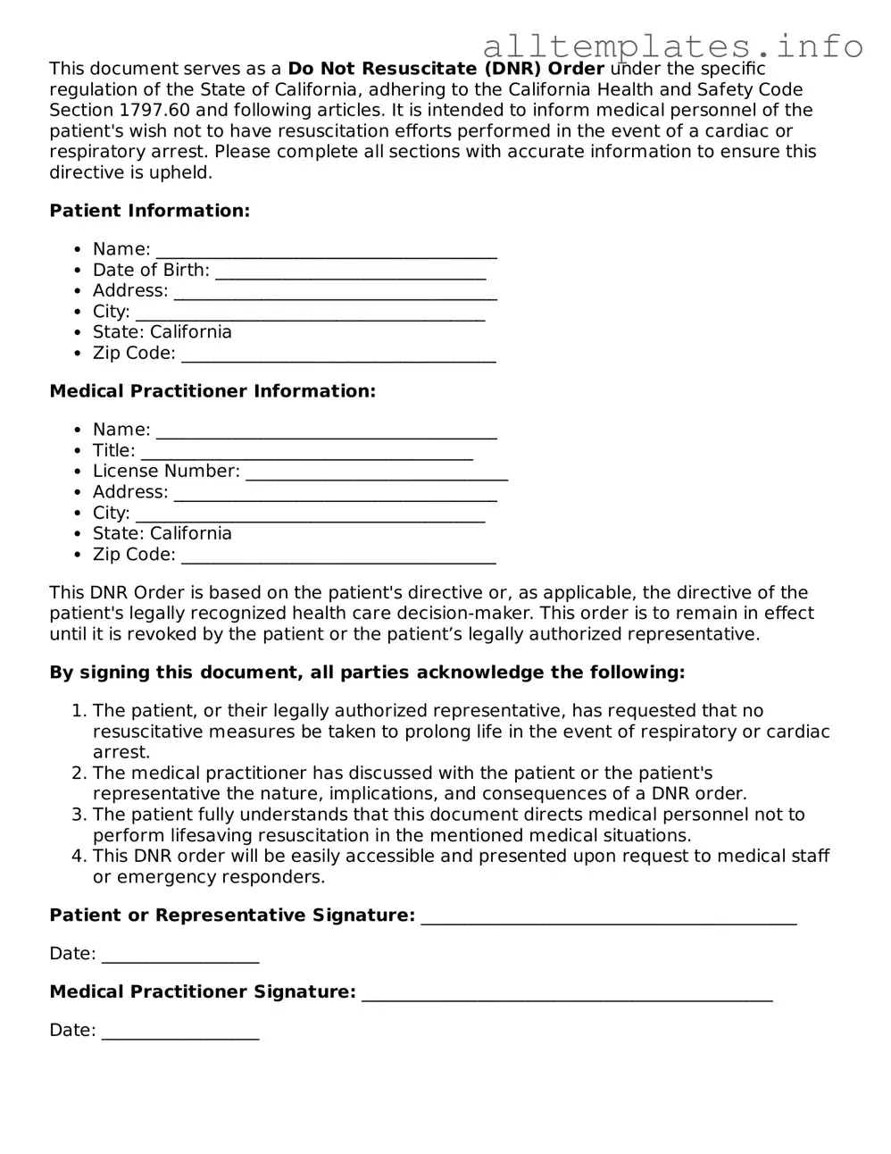 Attorney-Approved  Do Not Resuscitate Order Document for California