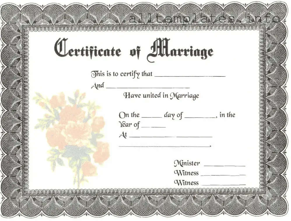 Fill Your Marriage Certificate Template