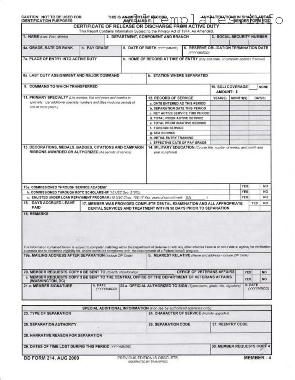 Fill Your Dd 214 Template