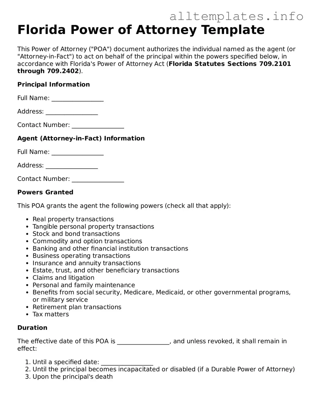 Attorney-Approved  Power of Attorney Document for Florida