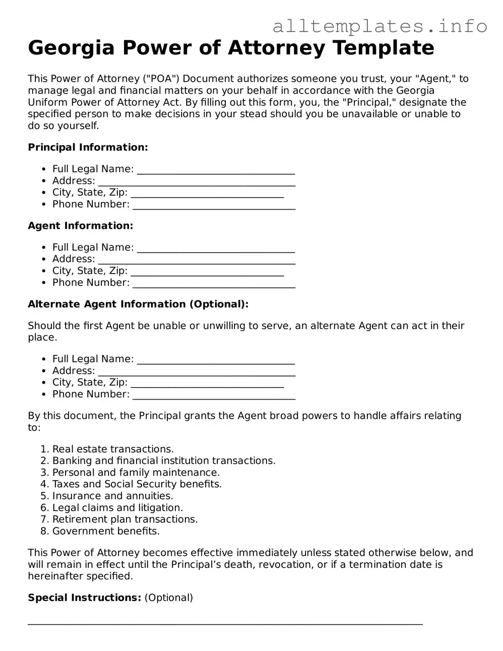 Attorney-Approved  Power of Attorney Document for Georgia