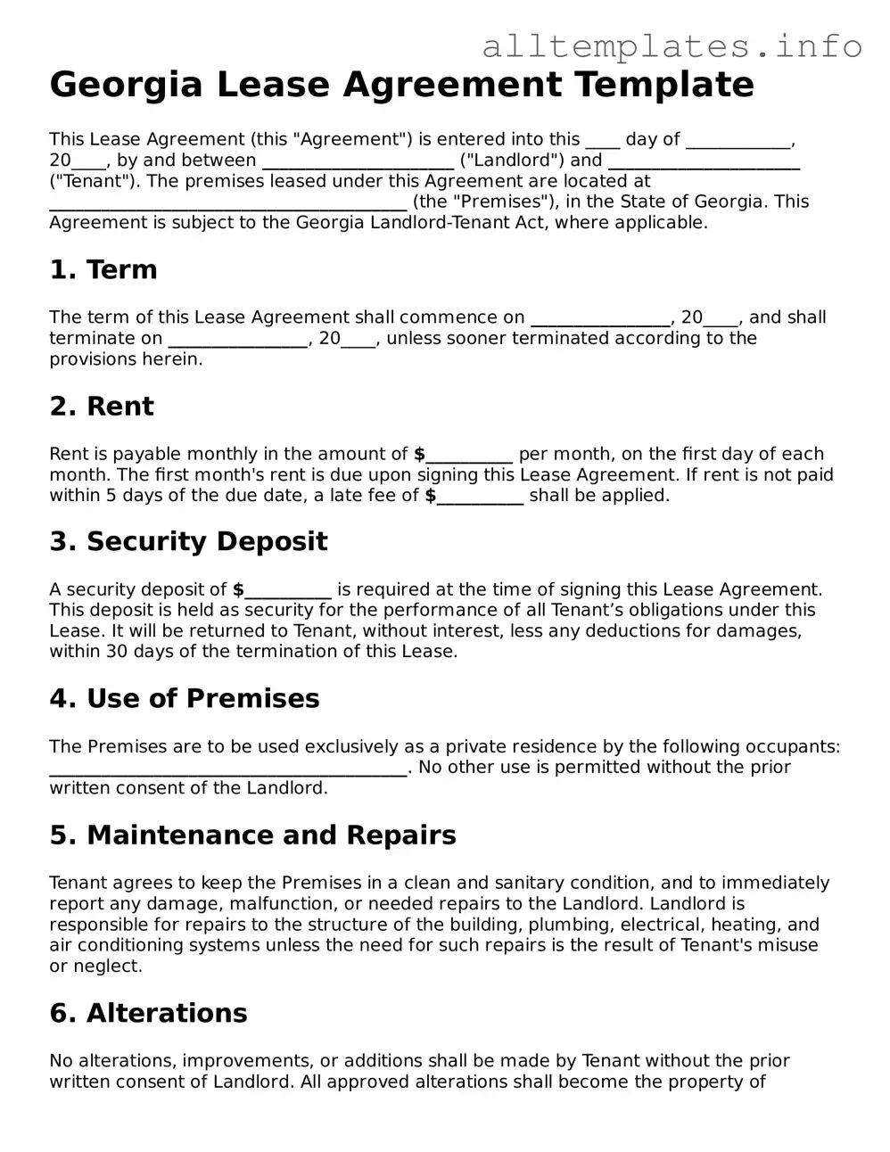 Attorney-Approved  Lease Agreement Document for Georgia