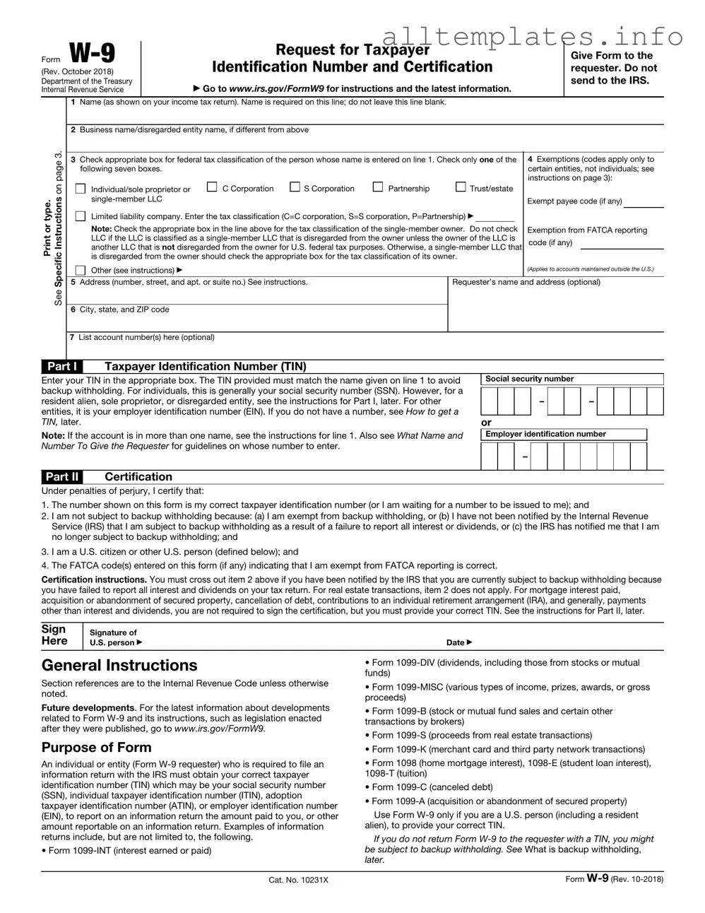 Fill Your IRS W-9 Template