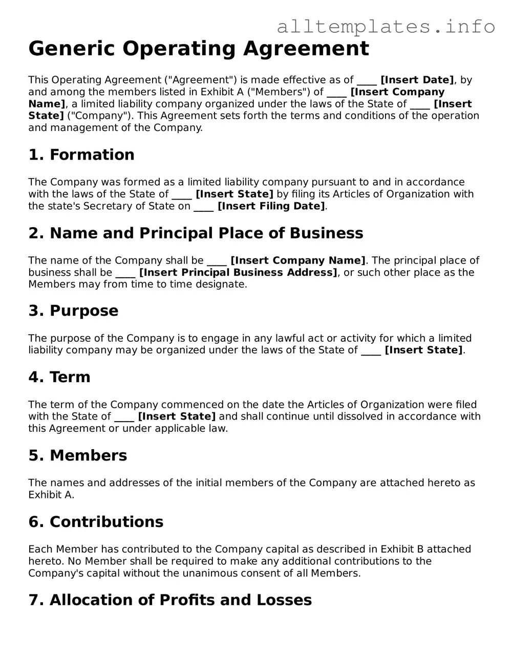 Fillable Operating Agreement Document