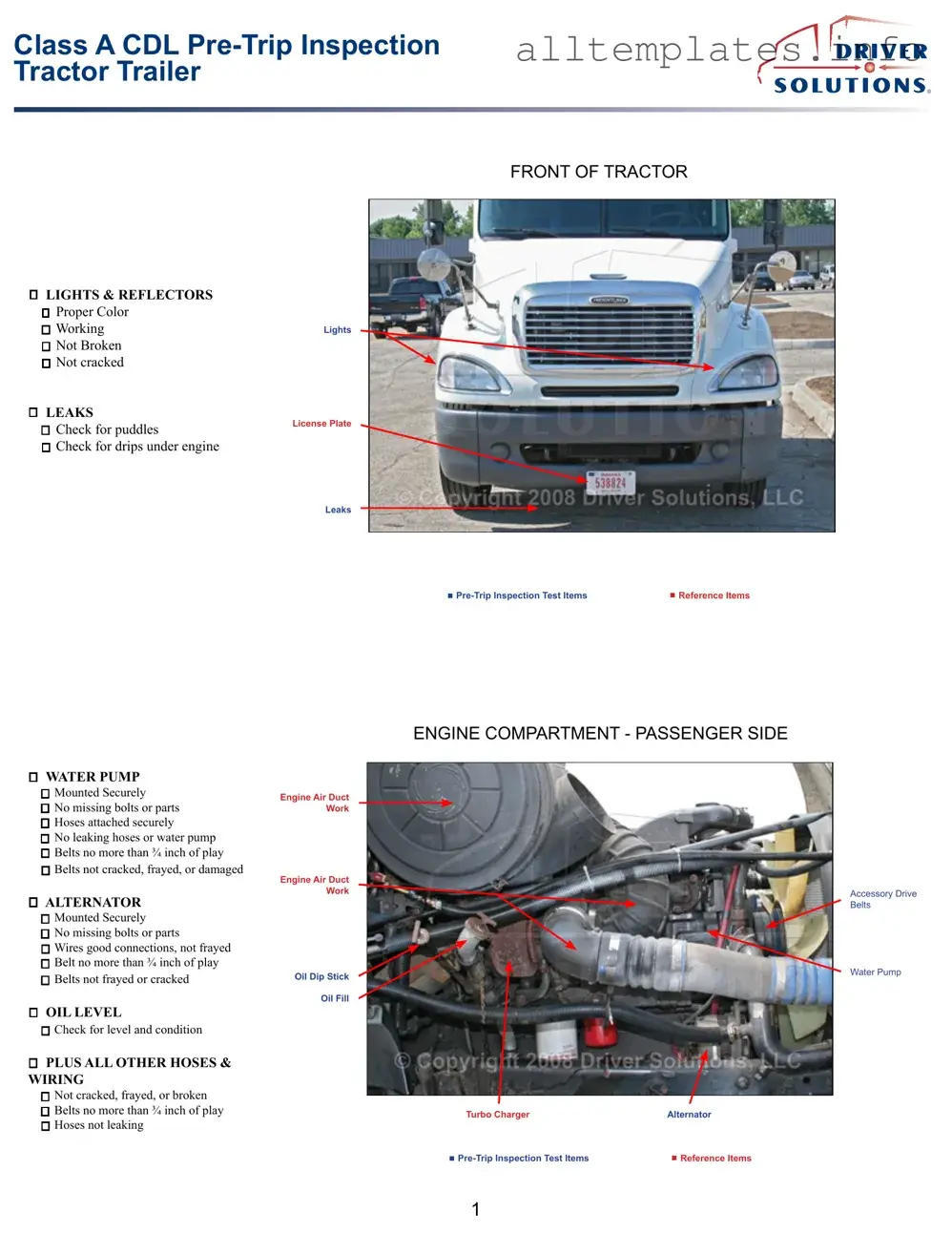 Fill Your Pre Trip Inspection Checklist Template