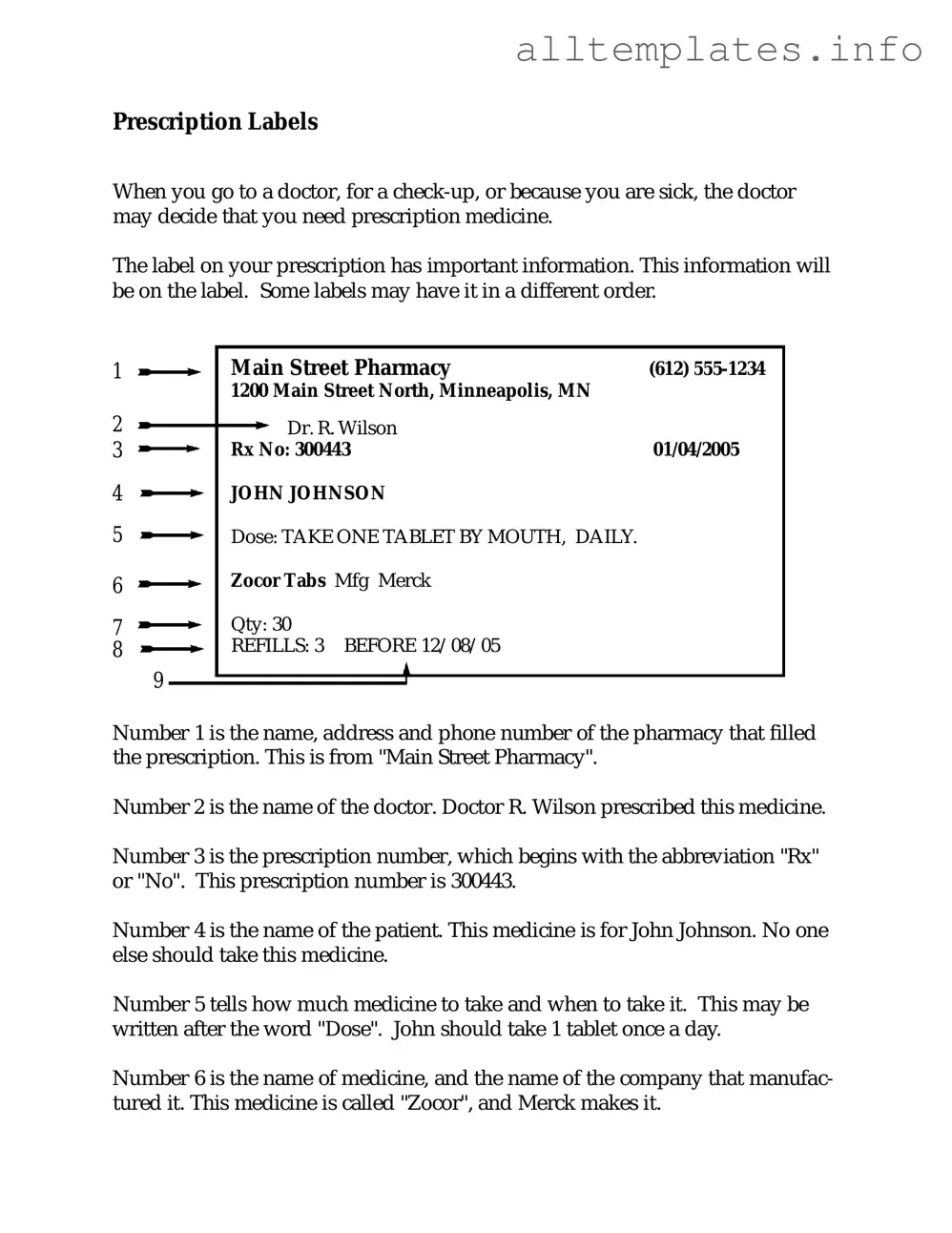 Fill Your Prescription Label Template