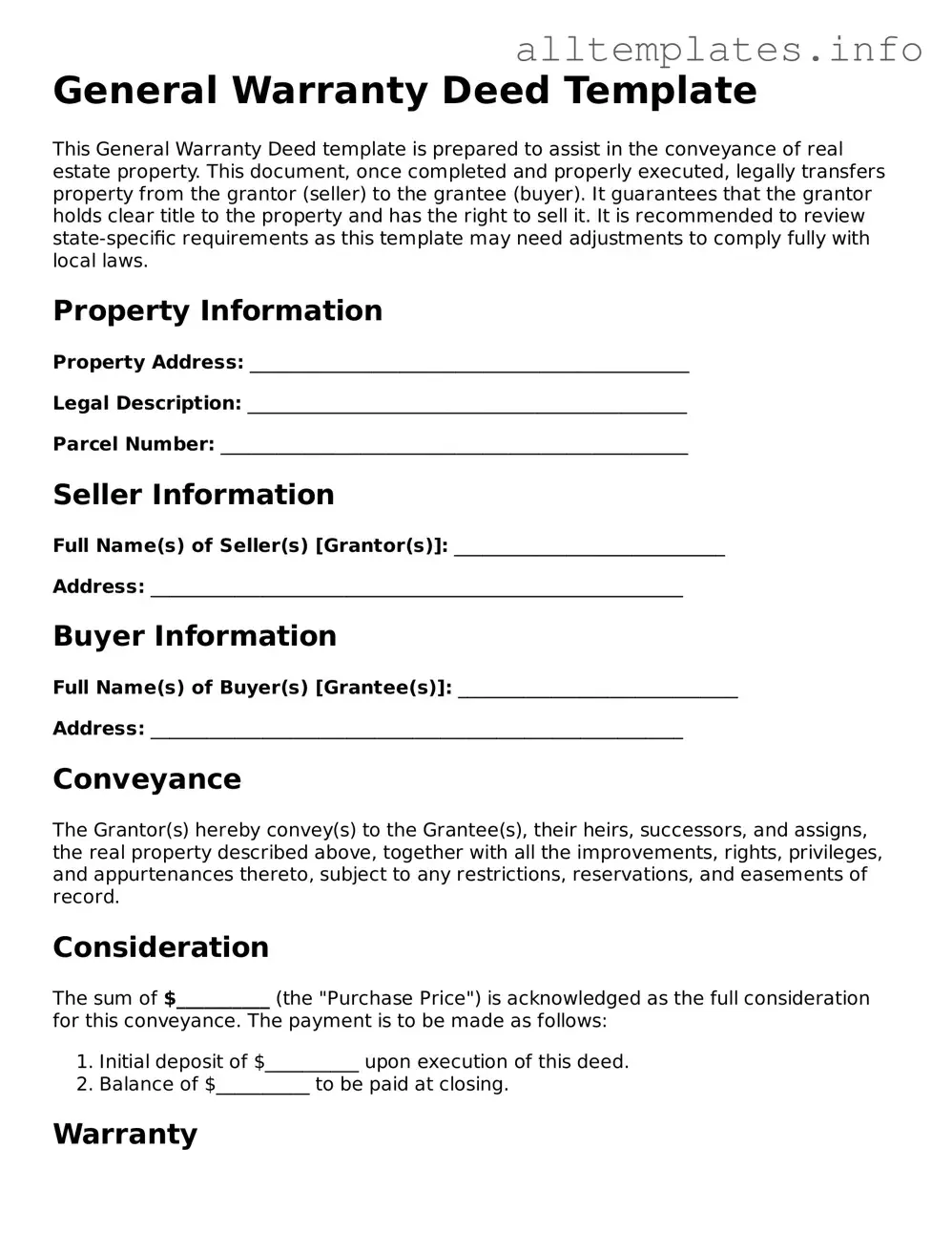 Fillable Deed Document