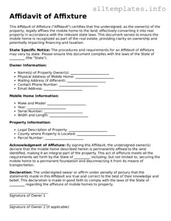 Fillable Affidavit of Affixture Document