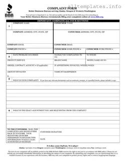 Fill Your Bbb Complaint Template