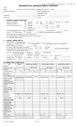 Fill Your Broker Price Opinion Template