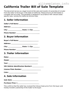 Attorney-Approved  Trailer Bill of Sale Document for California