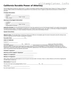 Attorney-Approved  Durable Power of Attorney Document for California