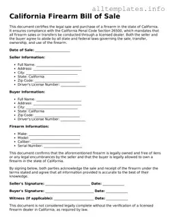 Attorney-Approved  Firearm Bill of Sale Document for California