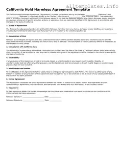 Attorney-Approved  Hold Harmless Agreement Document for California