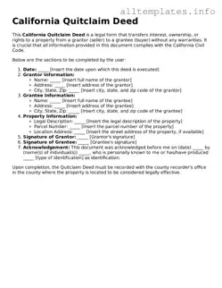 Attorney-Approved  Quitclaim Deed Document for California