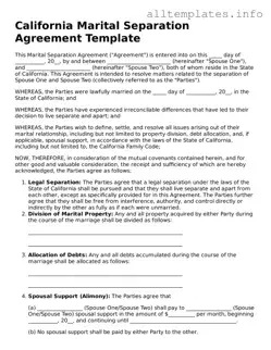 Attorney-Approved  Marital Separation Agreement Document for California