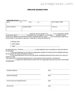 Fill Your Employee Advance Template