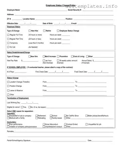 Fill Your Employee Status Change Template