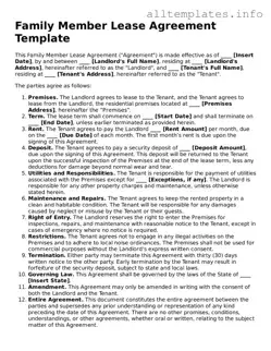 Fillable Family Member Lease Agreement Document