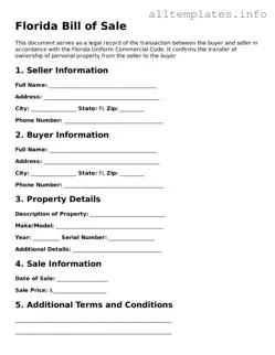 Attorney-Approved  Bill of Sale Document for Florida