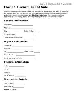 Attorney-Approved  Firearm Bill of Sale Document for Florida