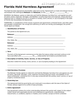 Attorney-Approved  Hold Harmless Agreement Document for Florida