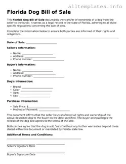 Attorney-Approved  Dog Bill of Sale Document for Florida