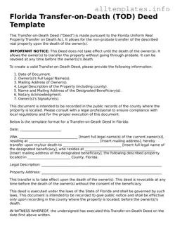 Attorney-Approved  Transfer-on-Death Deed Document for Florida