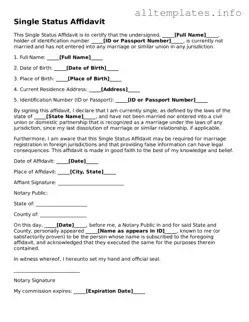 Fillable Single Status Affidavit Document