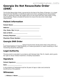 Attorney-Approved  Do Not Resuscitate Order Document for Georgia