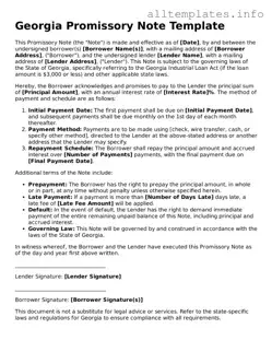 Attorney-Approved  Promissory Note Document for Georgia