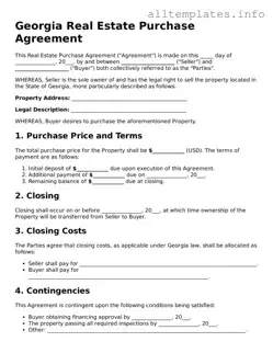 Attorney-Approved  Real Estate Purchase Agreement Document for Georgia