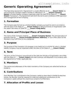 Fillable Operating Agreement Document