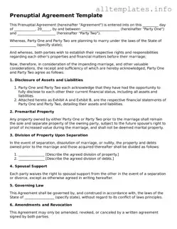 Fillable Prenuptial Agreement Document