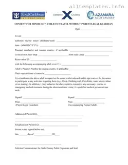 Fill Your Royal Caribbean Parental Consent Template