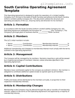 Attorney-Approved  Operating Agreement Document for South Carolina