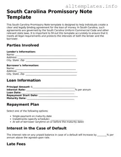 Attorney-Approved  Promissory Note Document for South Carolina