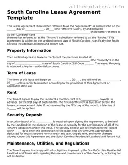 Attorney-Approved  Lease Agreement Document for South Carolina