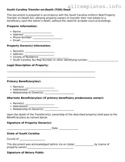 Attorney-Approved  Transfer-on-Death Deed Document for South Carolina