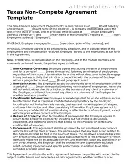 Attorney-Approved  Non-compete Agreement Document for Texas