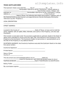 Attorney-Approved  Quitclaim Deed Document for Texas