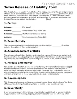 Attorney-Approved  Release of Liability Document for Texas