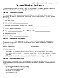 Attorney-Approved  Affidavit of Residency Document for Texas