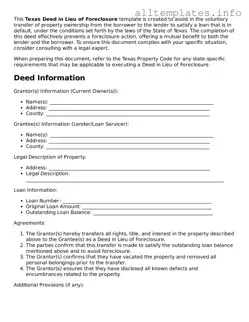 Attorney-Approved  Deed in Lieu of Foreclosure Document for Texas
