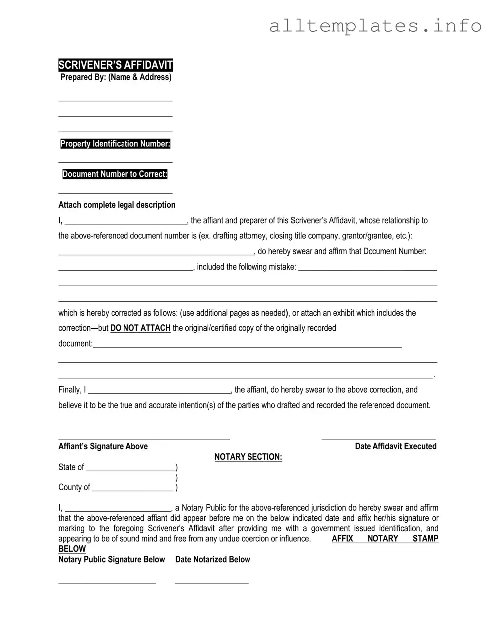 Fill Your Scrivener's Affidavit Template