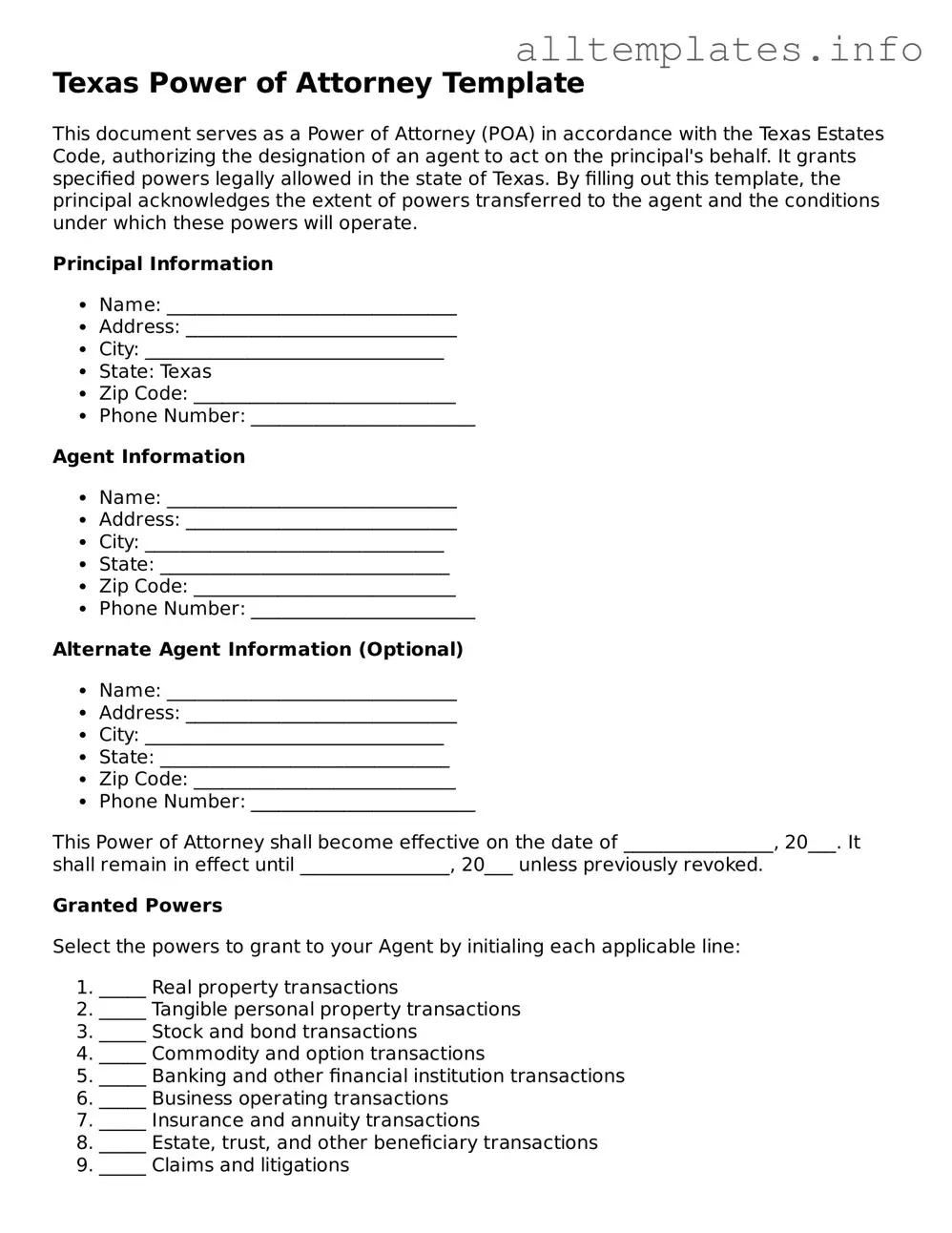 Attorney-Approved  Power of Attorney Document for Texas