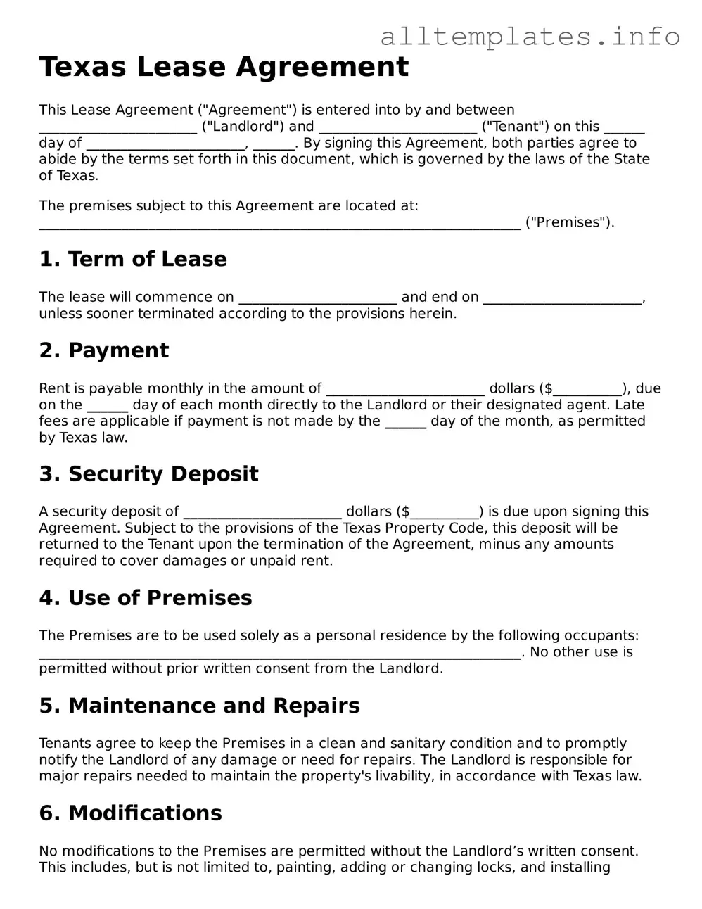 Attorney-Approved  Lease Agreement Document for Texas