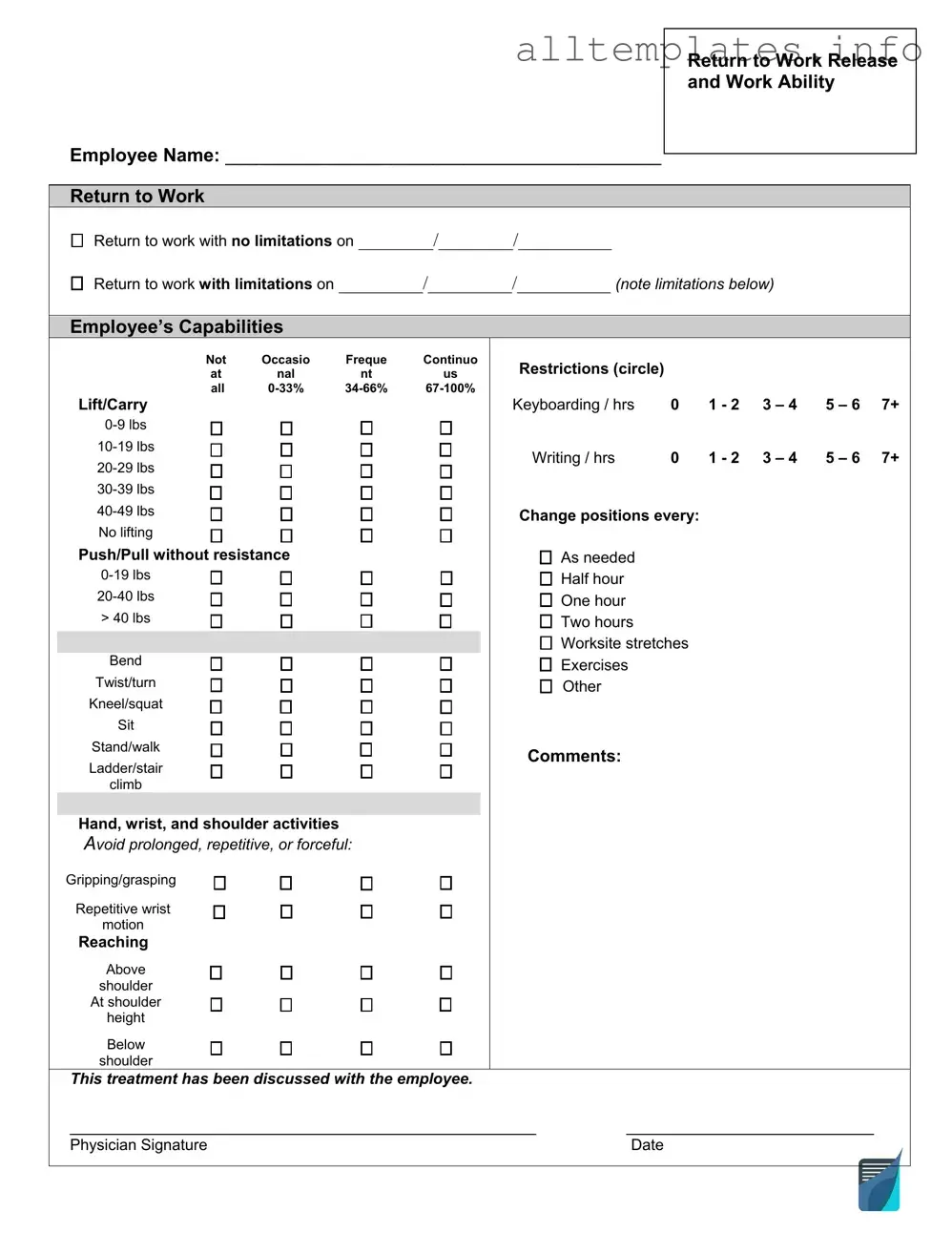 Fill Your Work Release Template